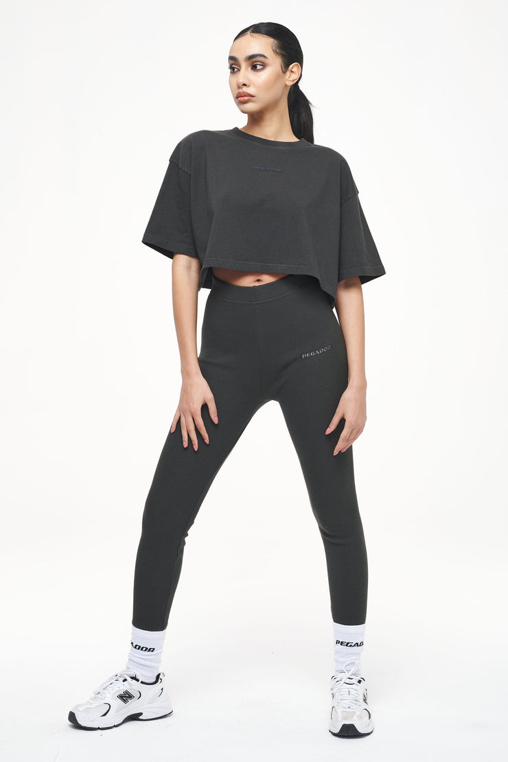Pegador Layla Oversized Cropped Tee Vintage Washed Iron Grey Gum Blitzangebot