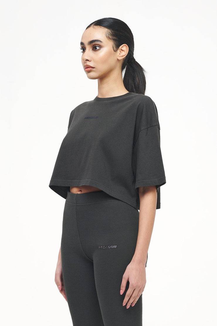 Pegador Layla Oversized Cropped Tee Vintage Washed Iron Grey Gum Blitzangebot