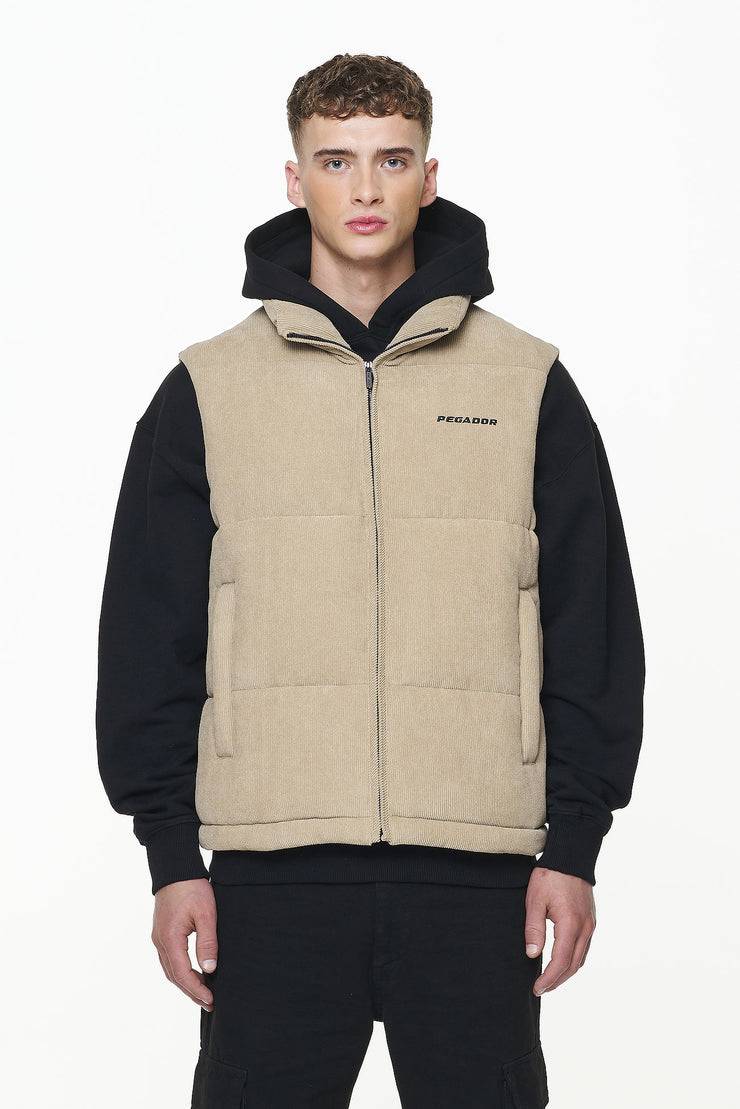 Pegador Bardon Cord Puffer Vest Sand Kostenlose Rückgabe
