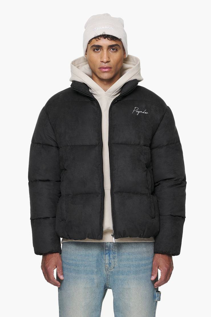 Pegador Neum Suede Puffer Jacket Black Sonderangebot der Fabrik