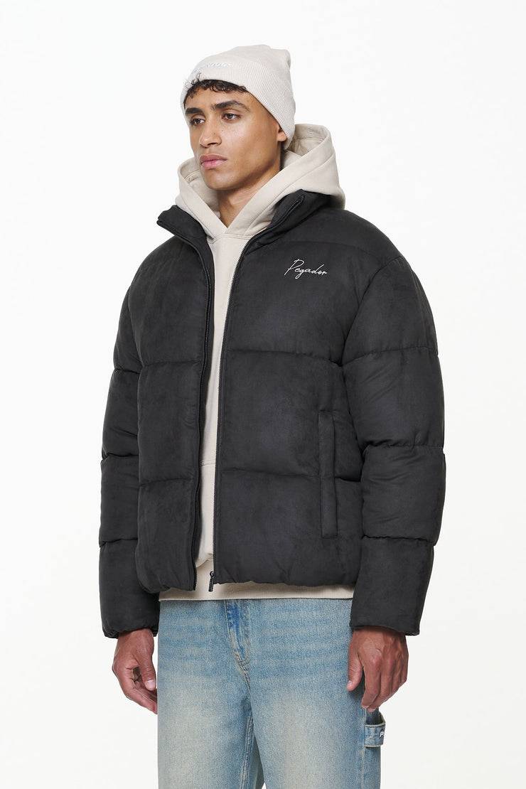 Pegador Neum Suede Puffer Jacket Black Sonderangebot der Fabrik