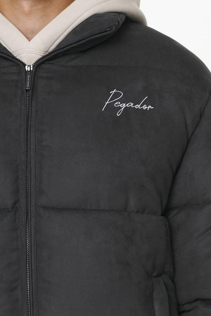 Pegador Neum Suede Puffer Jacket Black Sonderangebot der Fabrik