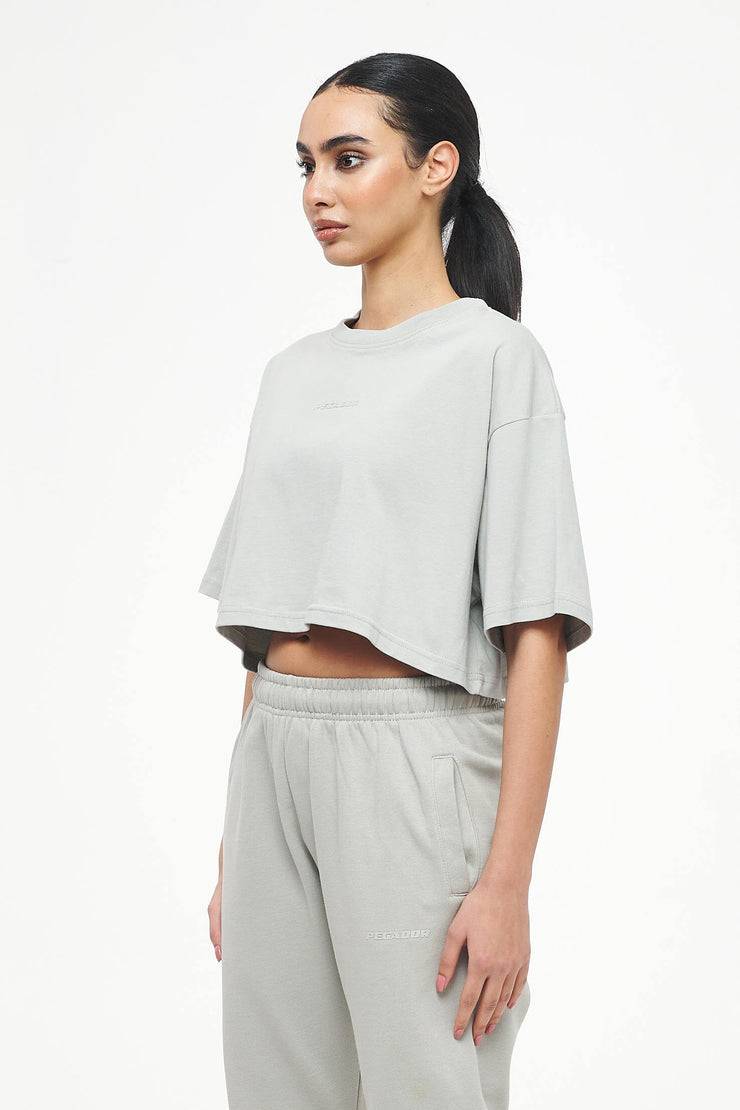 Pegador Layla Oversized Cropped Tee Vintage Washed Quiet Gray Gum Fabrikladen