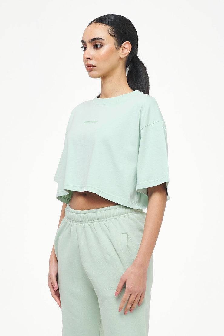 Pegador Layla Oversized Cropped Tee Vintage Washed Milky Green Gum 2025