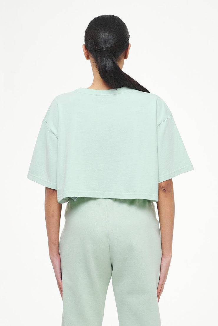 Pegador Layla Oversized Cropped Tee Vintage Washed Milky Green Gum 2025