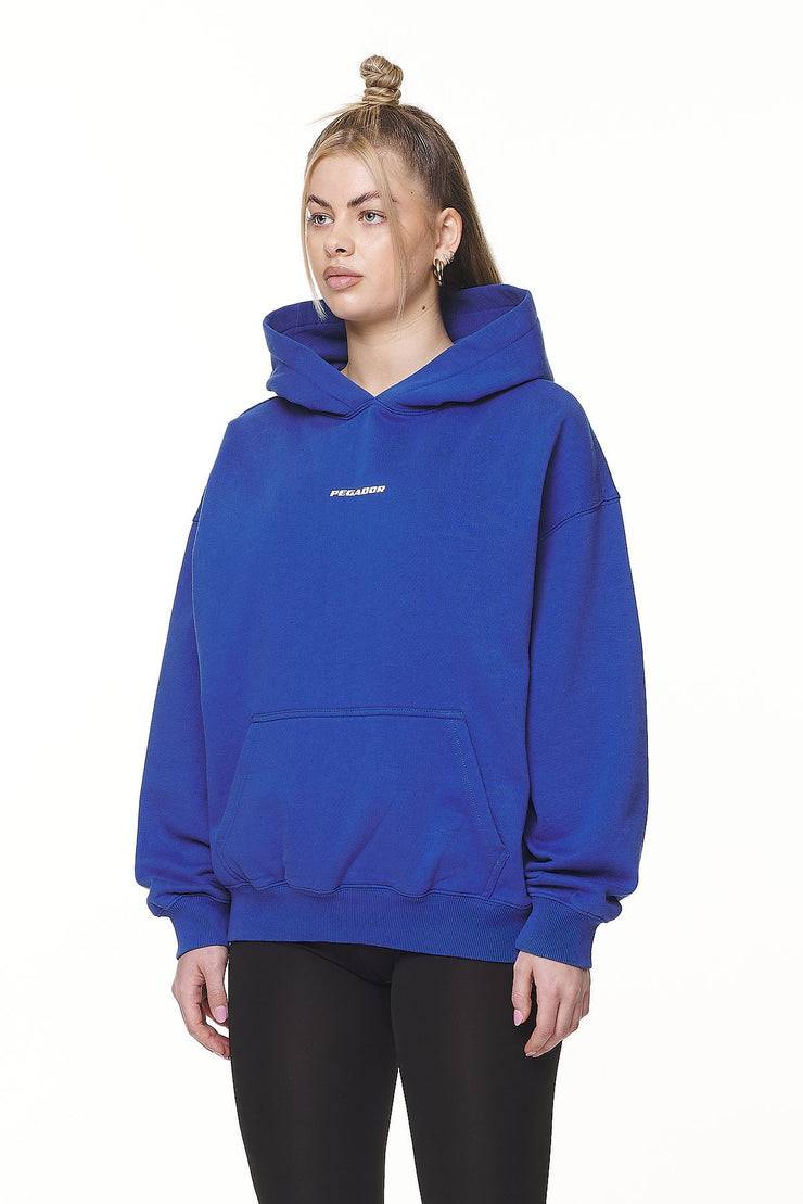 Pegador Clarita Logo Oversized Hoodie Washed True Blue White Gum Fabrik Onlineshop