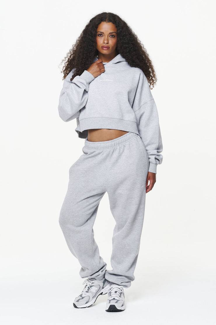 Pegador Chancery Oversized Cropped Hoodie Grey Melange Blitzangebot