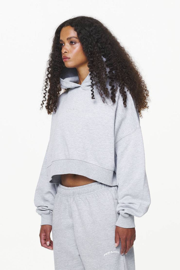 Pegador Chancery Oversized Cropped Hoodie Grey Melange Blitzangebot