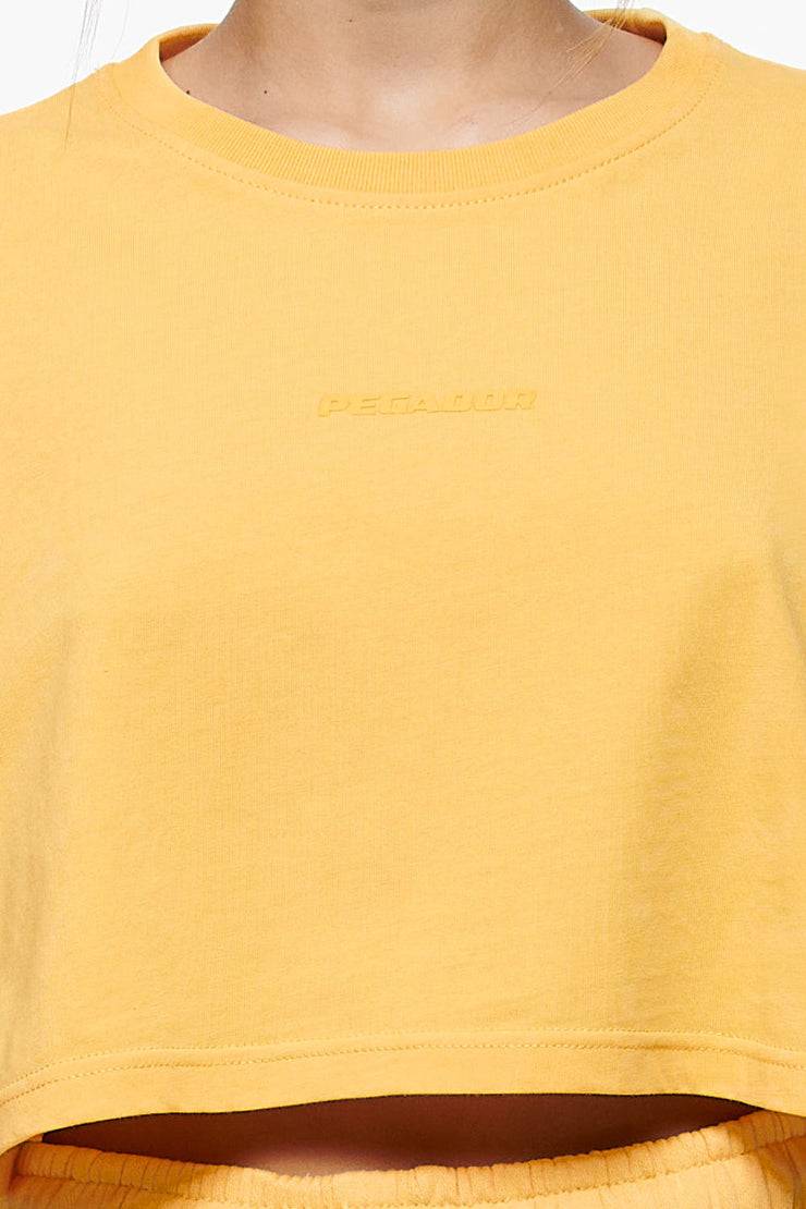 Pegador Layla Oversized Cropped Tee Vintage Washed Golden Sun Gum Kostenlose Rückgabe
