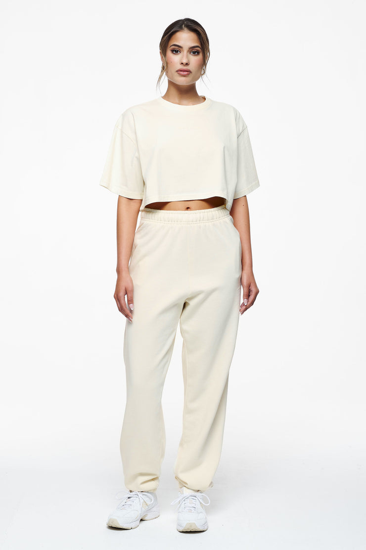 Pegador Layla Oversized Cropped Tee Vintage Washed Unbleached Gum Sonderangebot der Fabrik