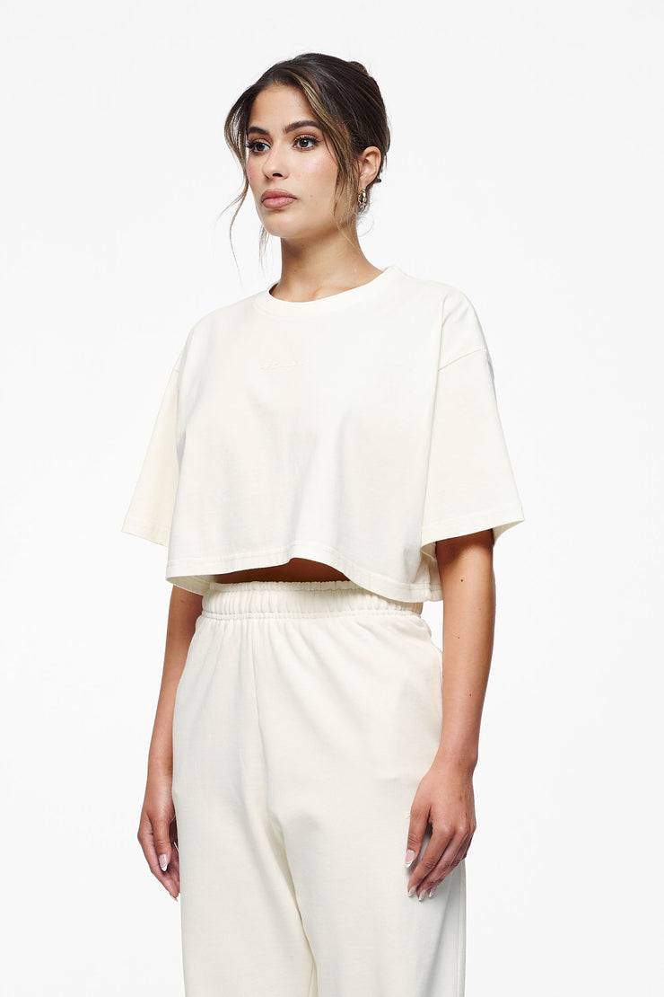 Pegador Layla Oversized Cropped Tee Vintage Washed Unbleached Gum Sonderangebot der Fabrik