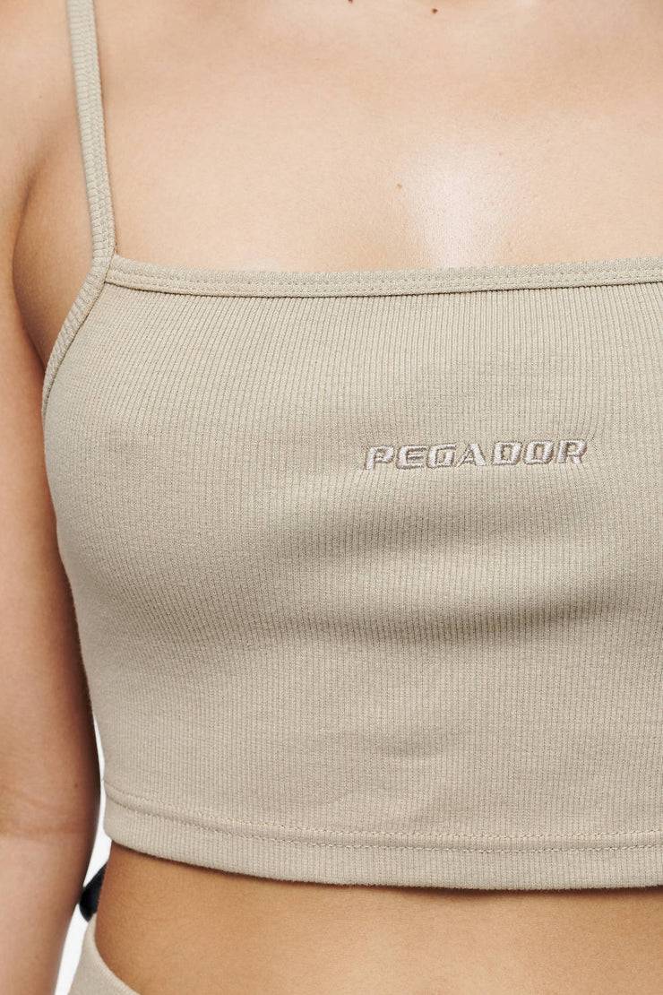 Pegador Ruby Rib Crop Top Vintage Washed Espresso Clearance-Verkauf