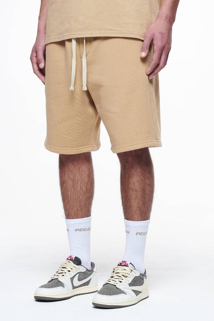Pegador Logo Heavy Sweat Shorts Vintage Washed Espresso Gum 2025