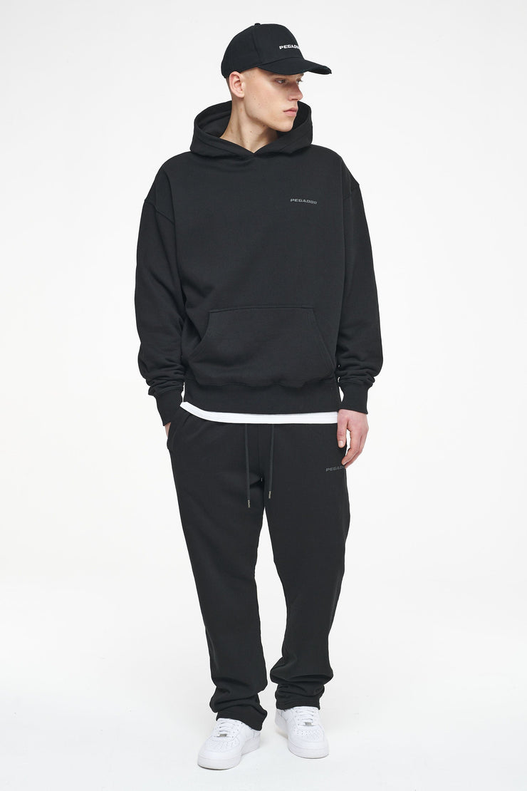Pegador Logo Oversized Hoodie Vintage Washed Black Ink Gum Auslauf