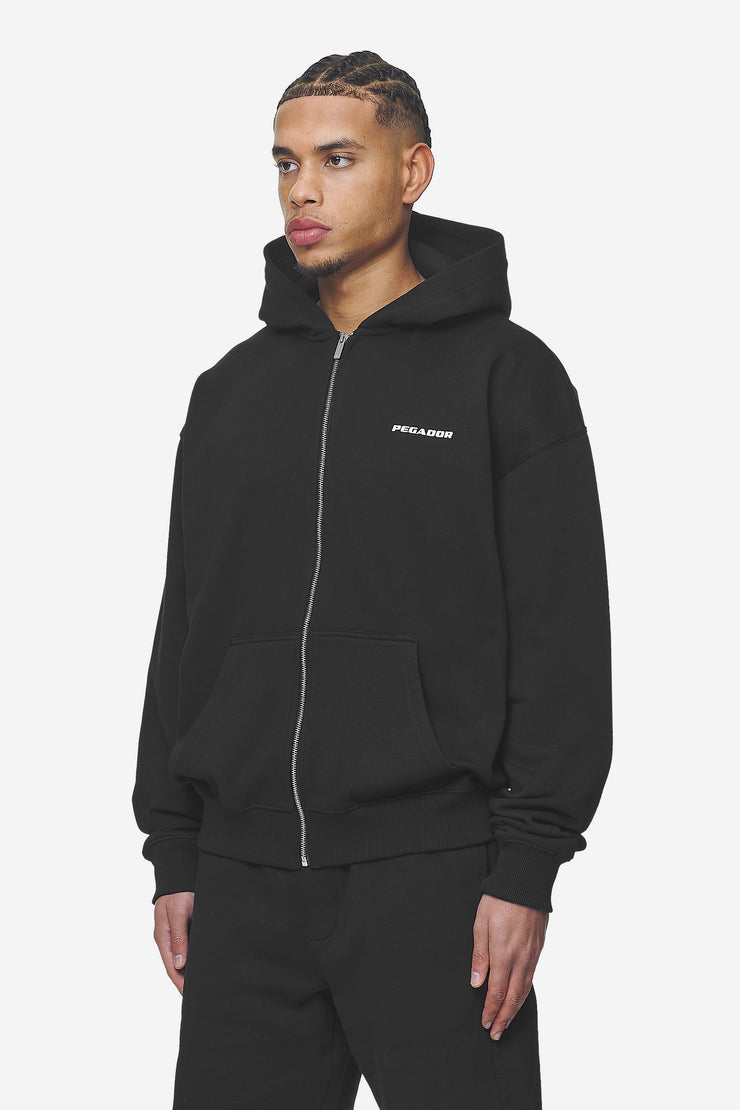 Pegador Logo Oversized Sweat Jacket Washed Black White Gum Fabrik Onlineshop
