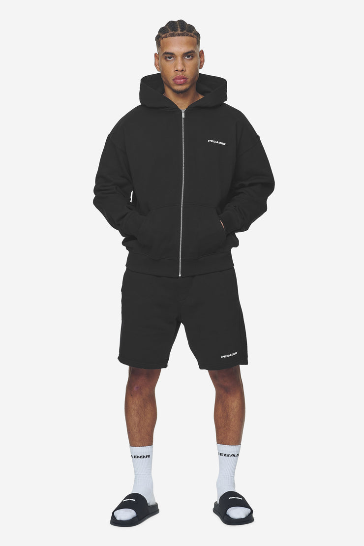 Pegador Logo Oversized Sweat Jacket Washed Black White Gum Fabrik Onlineshop