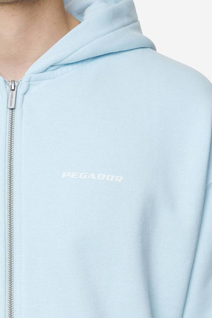 Pegador Logo Oversized Sweat Jacket Washed Baby Blue White Gum Exklusivangebot