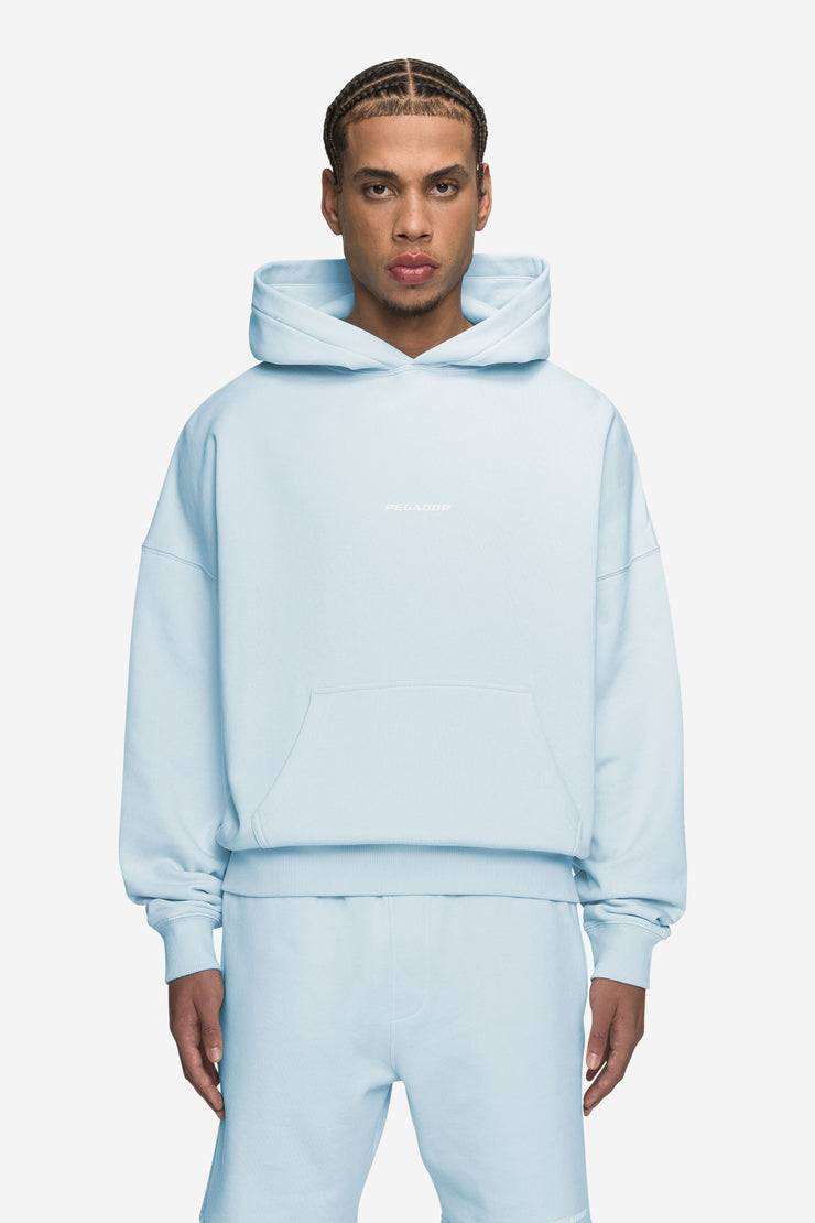 Pegador Logo Boxy Hoodie Washed Baby Blue White Gum Preisnachlass