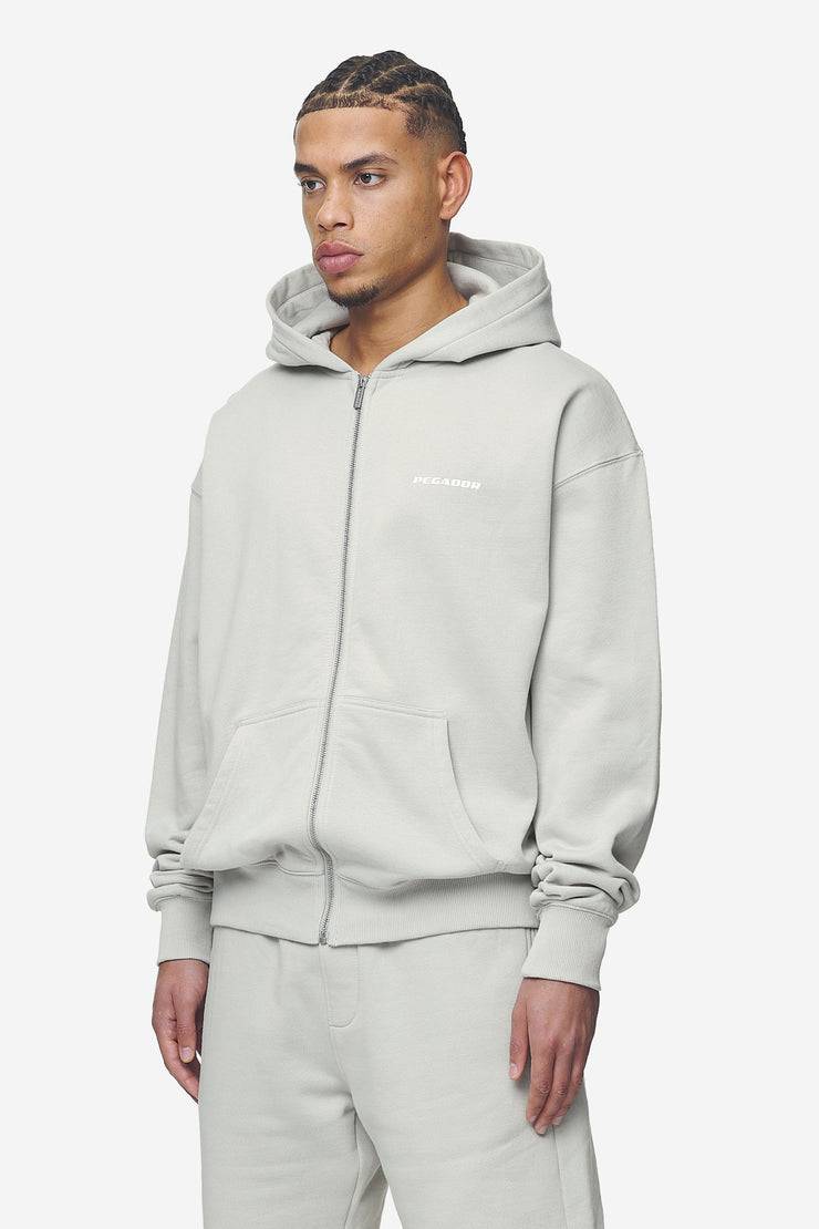 Pegador Logo Oversized Sweat Jacket Washed Pearl Grey White Gum Weihnachtsangebot