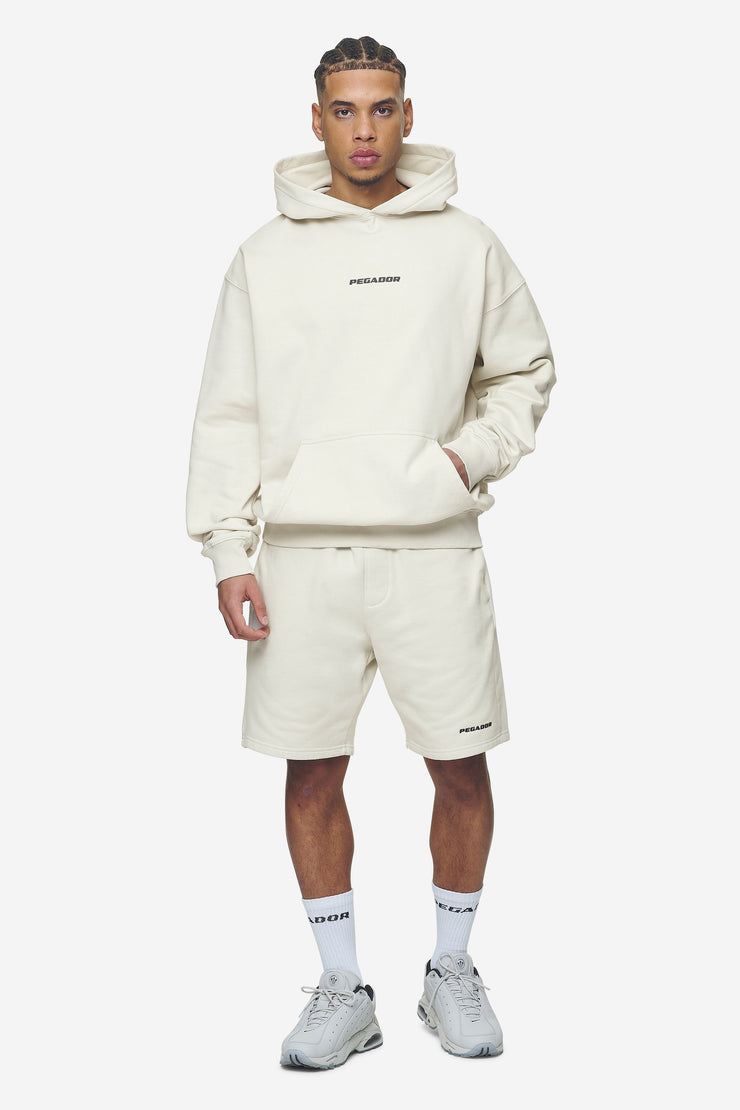 Pegador Logo Heavy Sweat Shorts Washed Salty Cream Black Gum Online Outlet