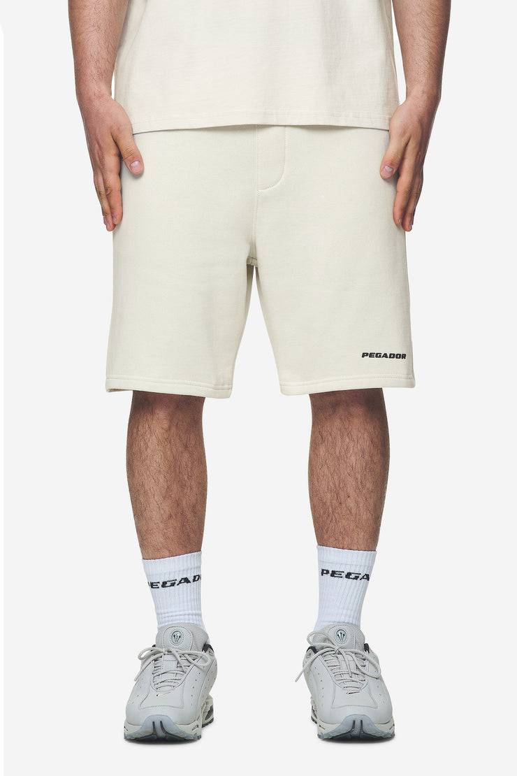 Pegador Logo Heavy Sweat Shorts Washed Salty Cream Black Gum Online Outlet
