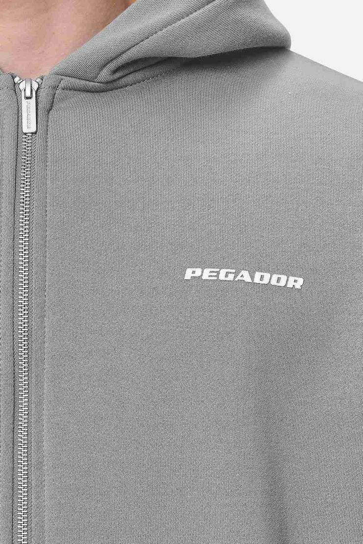 Pegador Logo Oversized Sweat Jacket Washed Cool Grey White Gum Zeitlich begrenztes Angebot