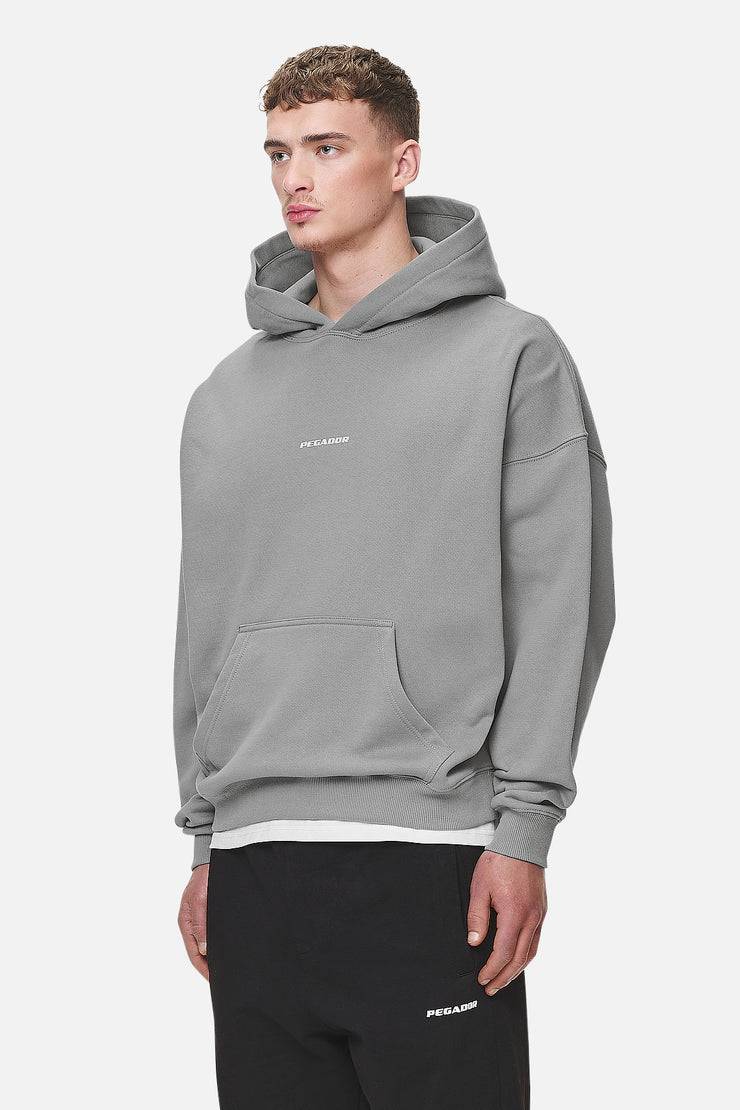 Pegador Logo Boxy Hoodie Washed Cool Grey White Gum Exklusive Angebote