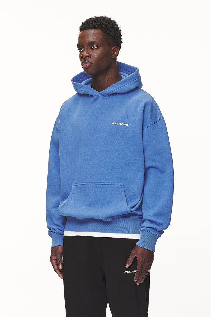 Pegador Logo Oversized Hoodie Washed Retro Blue White Gum Große Rabatte