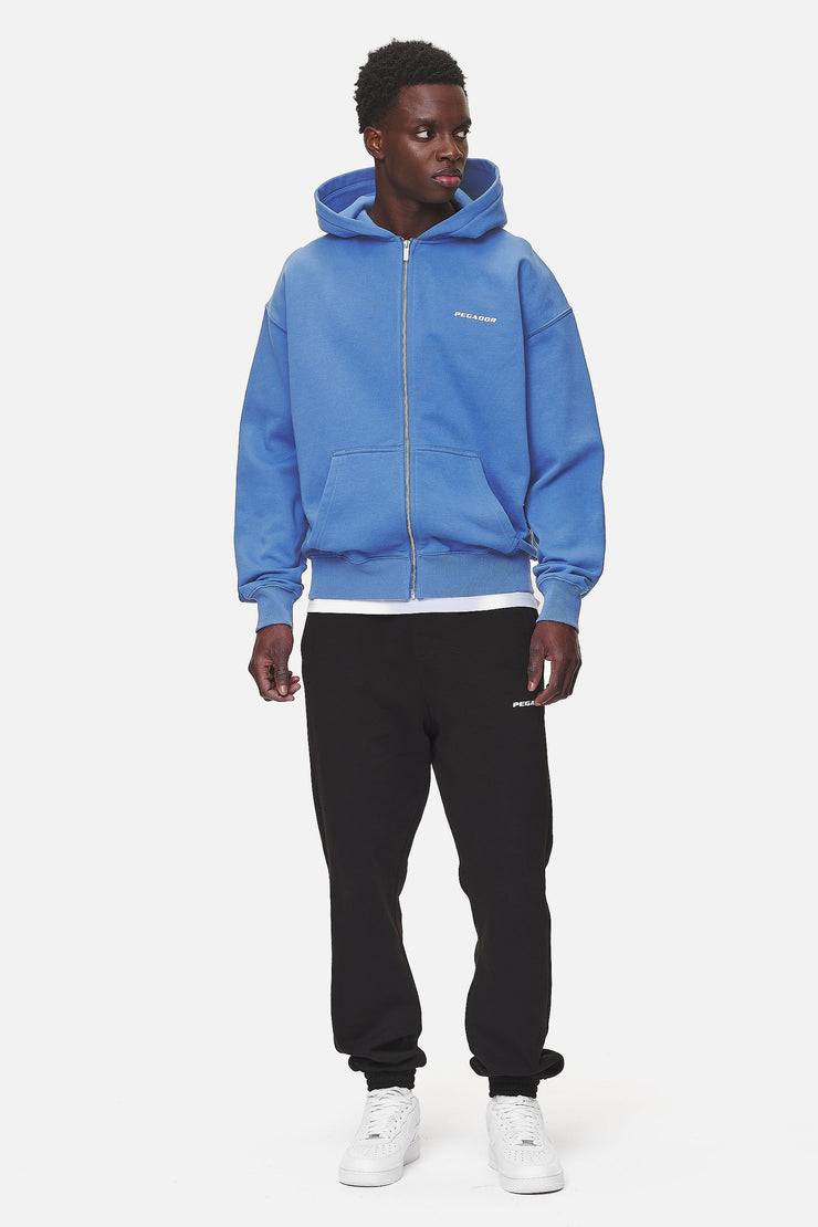 Pegador Logo Oversized Sweat Jacket Washed Retro Blue White Gum Neuheiten