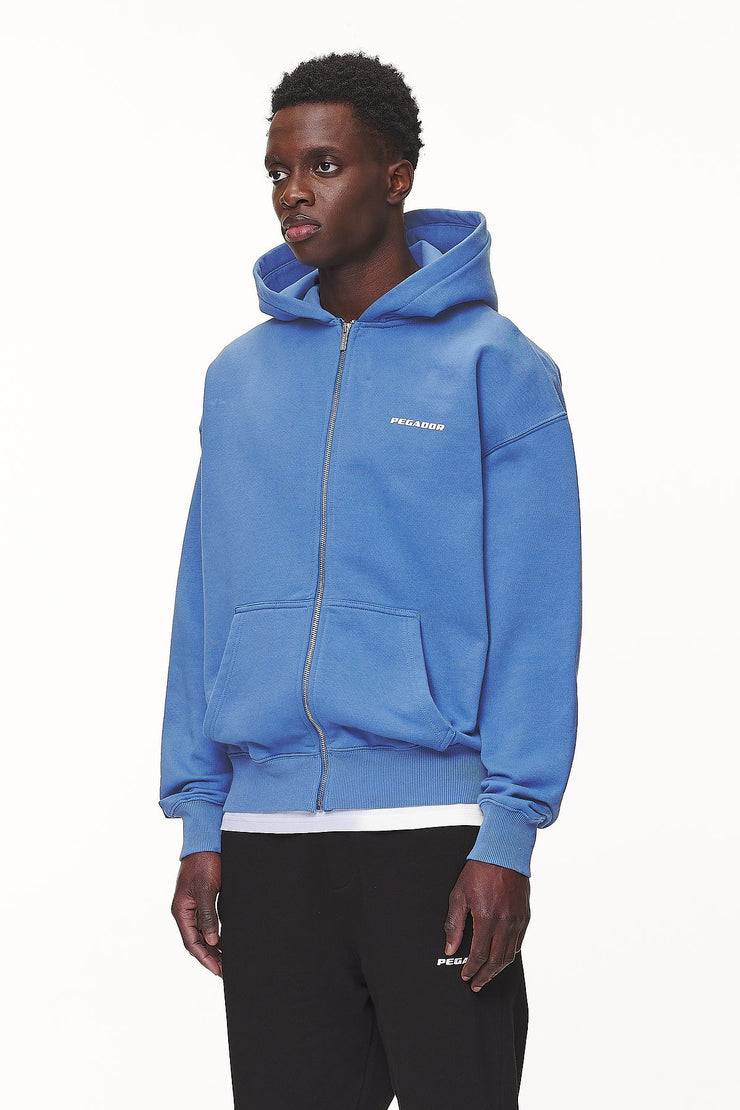 Pegador Logo Oversized Sweat Jacket Washed Retro Blue White Gum Neuheiten