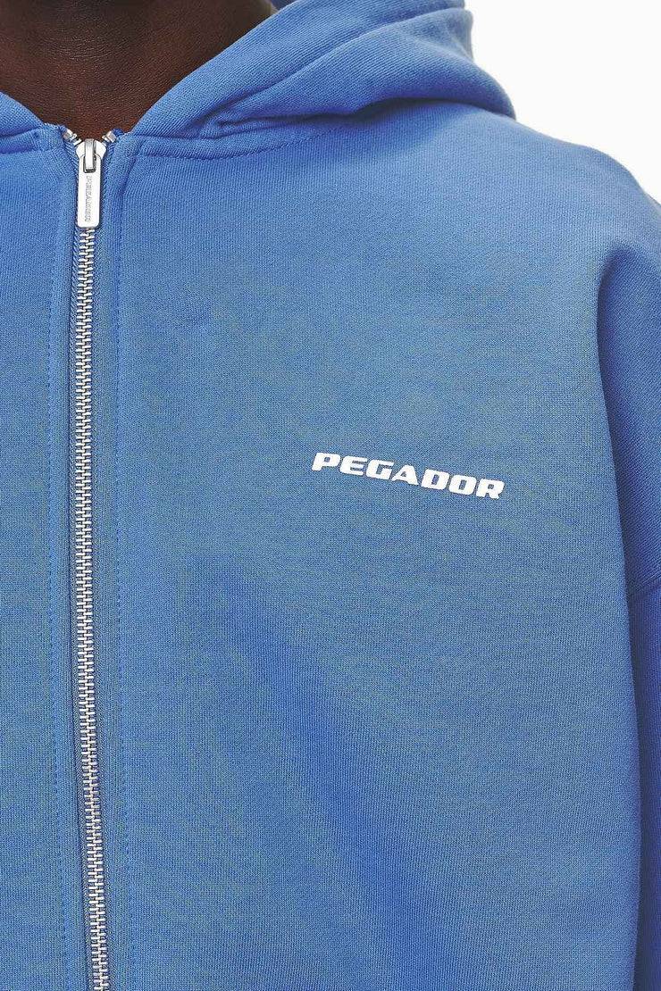 Pegador Logo Oversized Sweat Jacket Washed Retro Blue White Gum Neuheiten