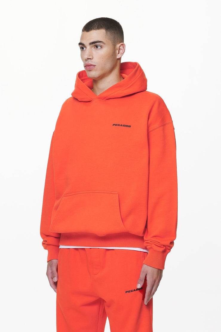 Pegador Logo Oversized Hoodie Washed Signal Red Gum Kostenlose Rückgabe