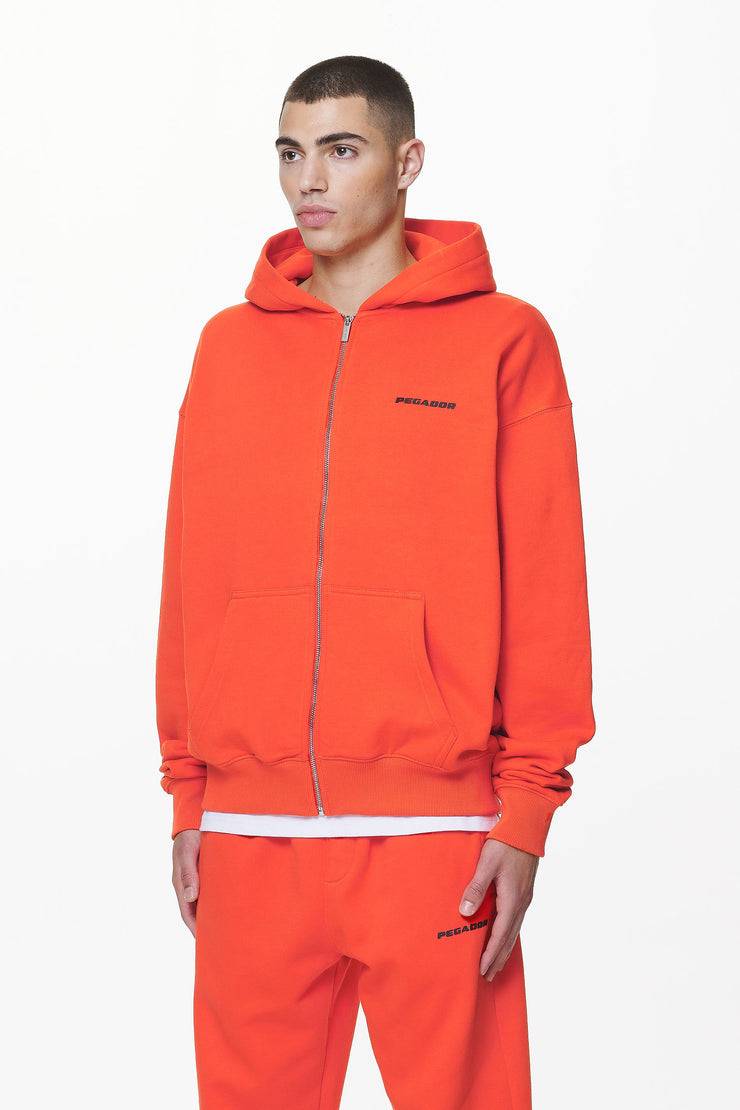 Pegador Logo Oversized Sweat Jacket Washed Signal Red Gum Begrenzte Freigabe