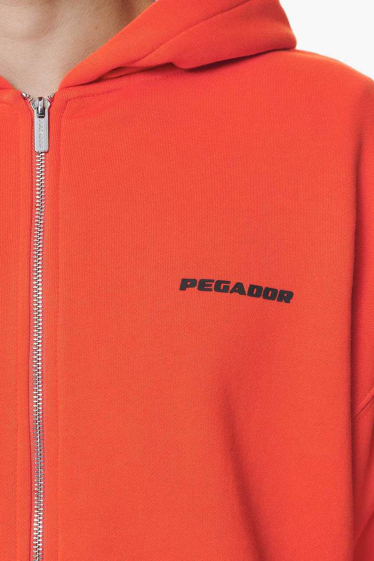 Pegador Logo Oversized Sweat Jacket Washed Signal Red Gum Begrenzte Freigabe