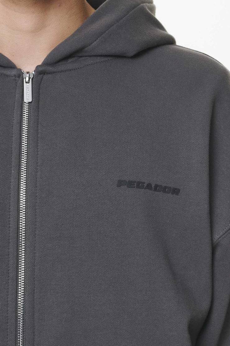 Pegador Logo Oversized Sweat Jacket Washed Volcano Grey Gum Sonderangebot der Fabrik