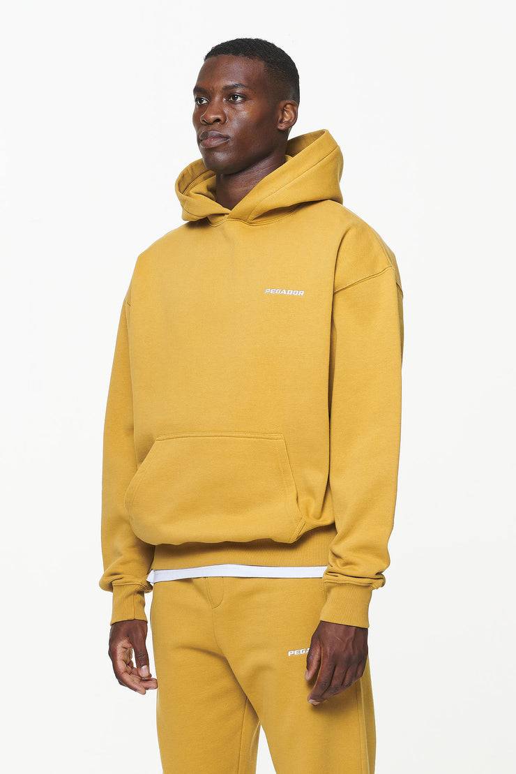 Pegador Logo Oversized Hoodie Vintage Washed Mustard Im Verkauf
