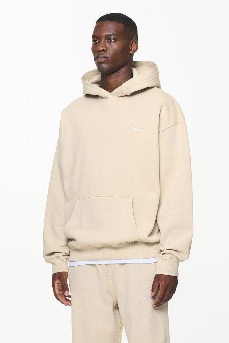 Pegador Logo Oversized Hoodie Vintage Washed Kingdom Beige 50% Rabatt für begrenzte Zeit