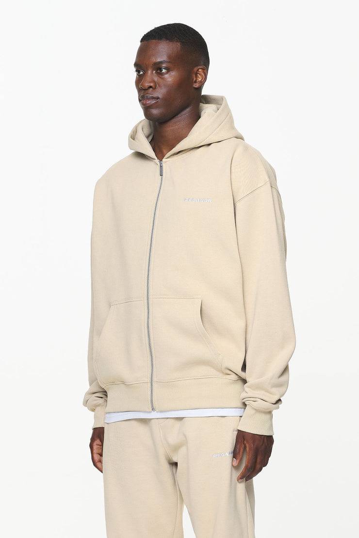 Pegador Logo Oversized Sweat Jacket Vintage Washed Kingdom Beige Rabatte dieses Monats