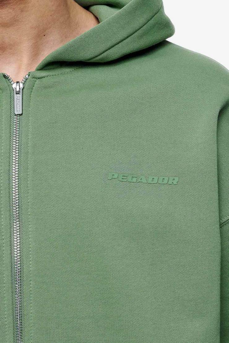 Pegador Logo Oversized Sweat Jacket Vintage Washed Cypress Green Gum Outlet