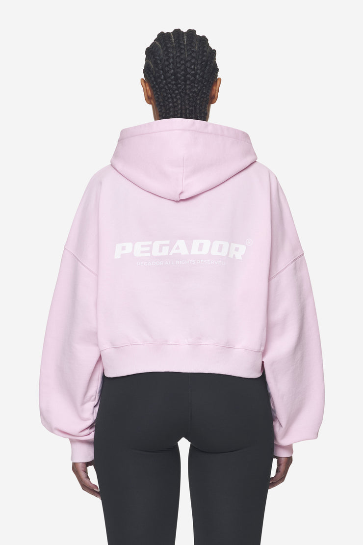 Pegador Luna Logo Oversized Cropped Hoodie Washed Bubblegum White Online Shopping