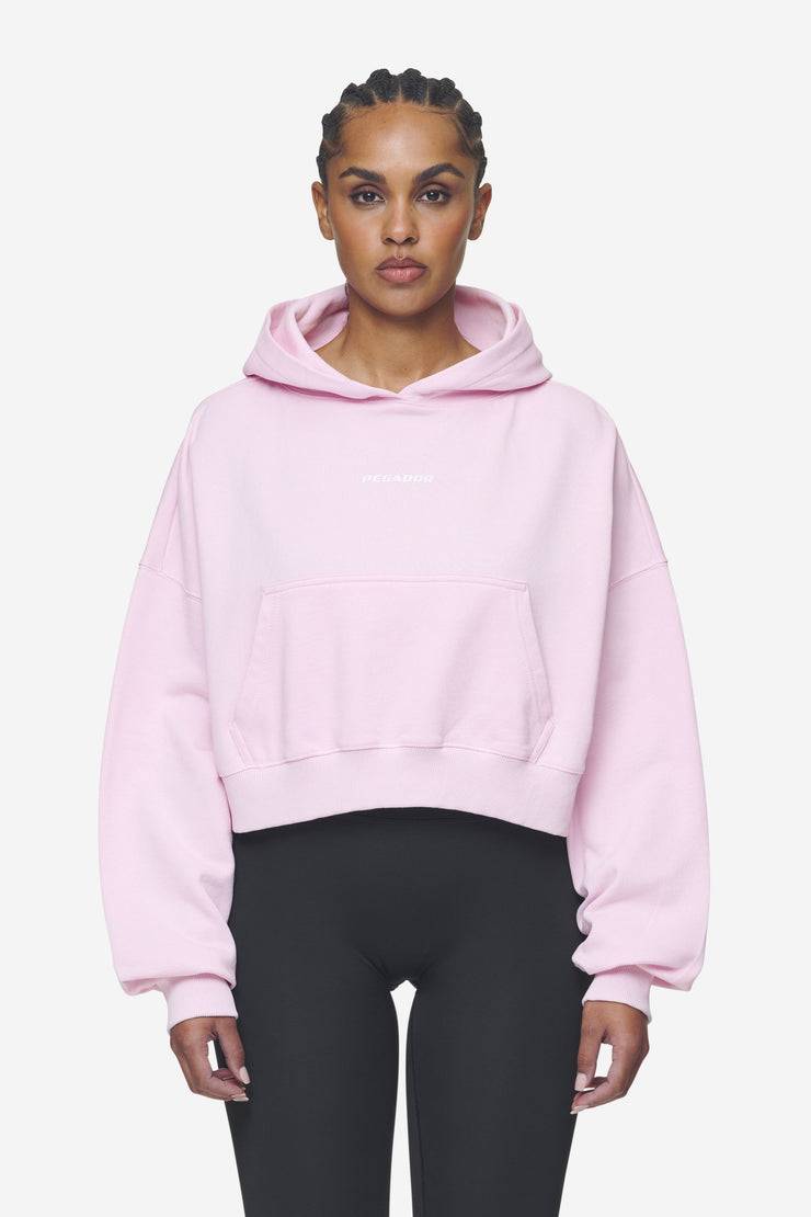 Pegador Luna Logo Oversized Cropped Hoodie Washed Bubblegum White Online Shopping