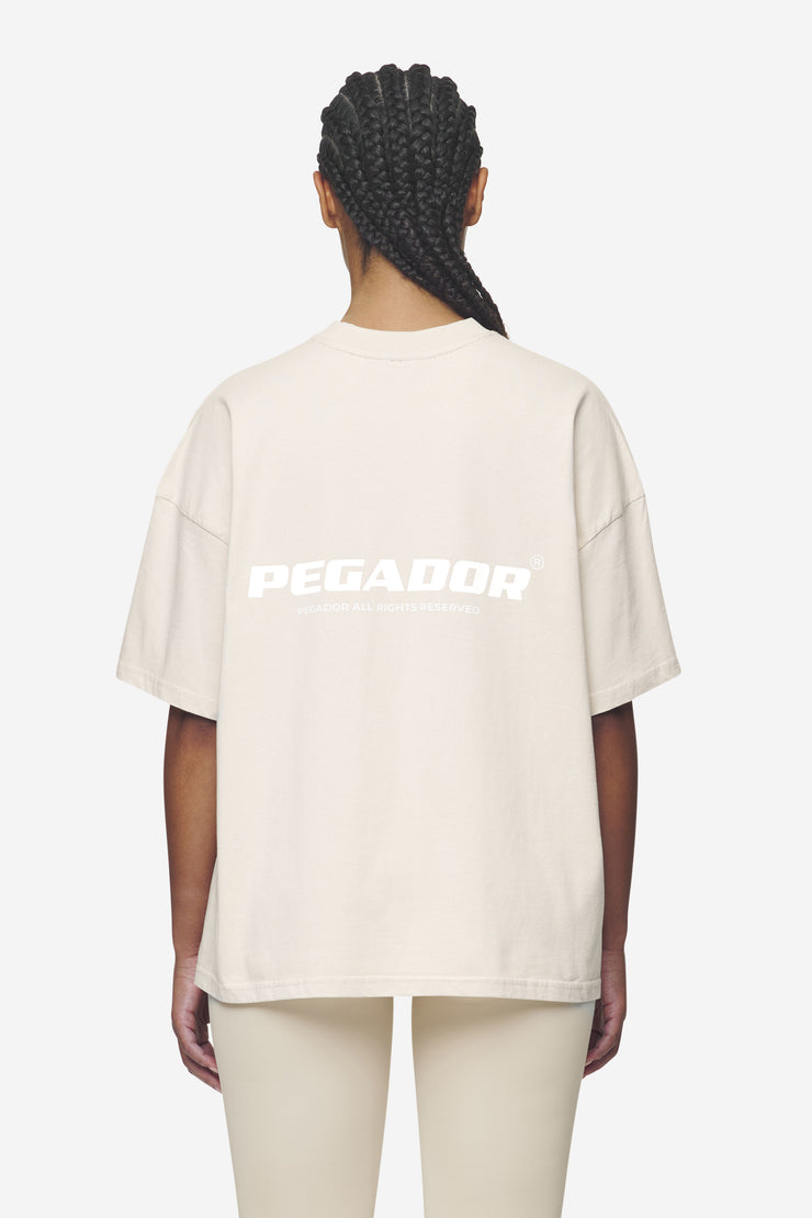 Pegador Arendal Logo Heavy Oversized Tee Washed Coast Sand White Preisnachlass