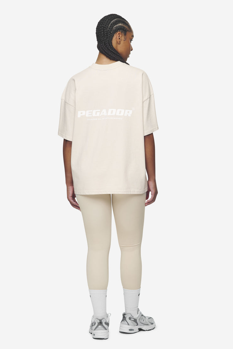 Pegador Arendal Logo Heavy Oversized Tee Washed Coast Sand White Preisnachlass