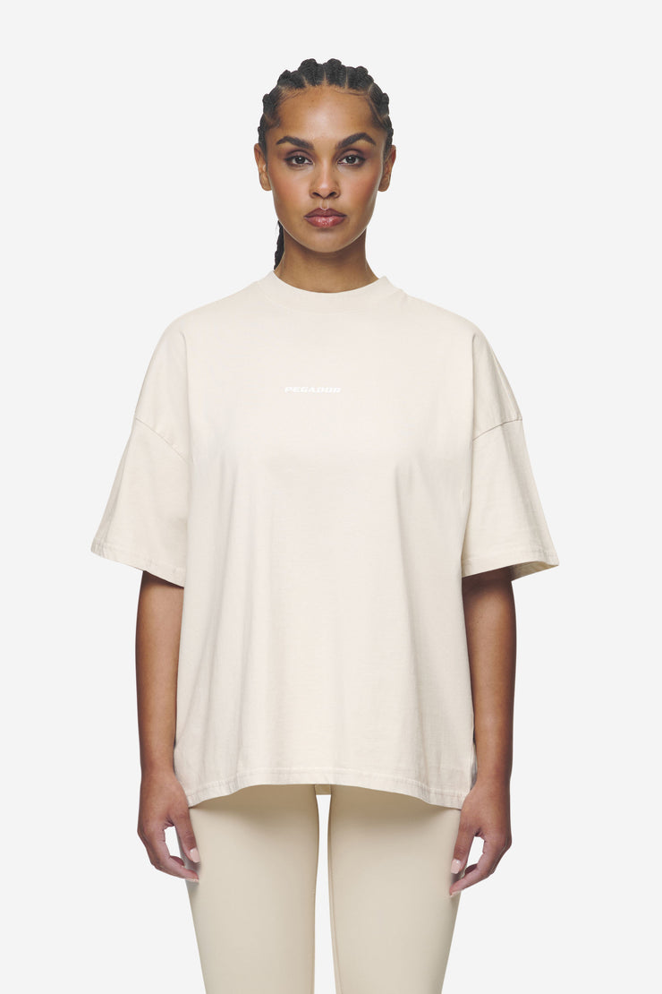 Pegador Arendal Logo Heavy Oversized Tee Washed Coast Sand White Preisnachlass