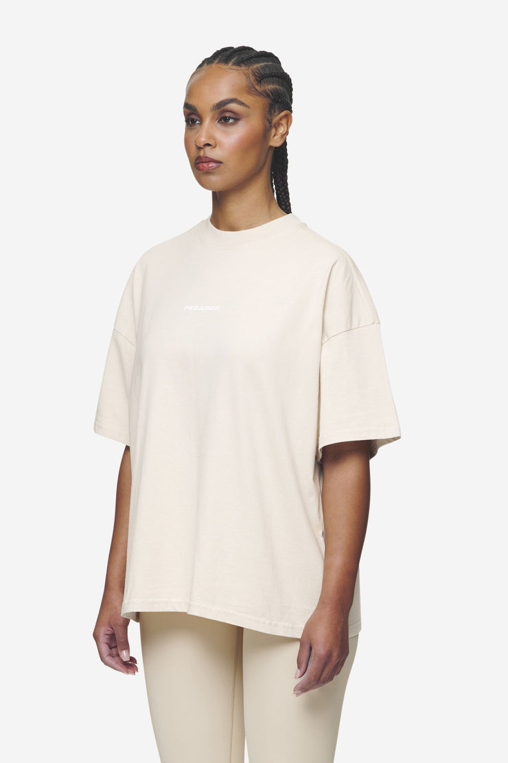 Pegador Arendal Logo Heavy Oversized Tee Washed Coast Sand White Preisnachlass