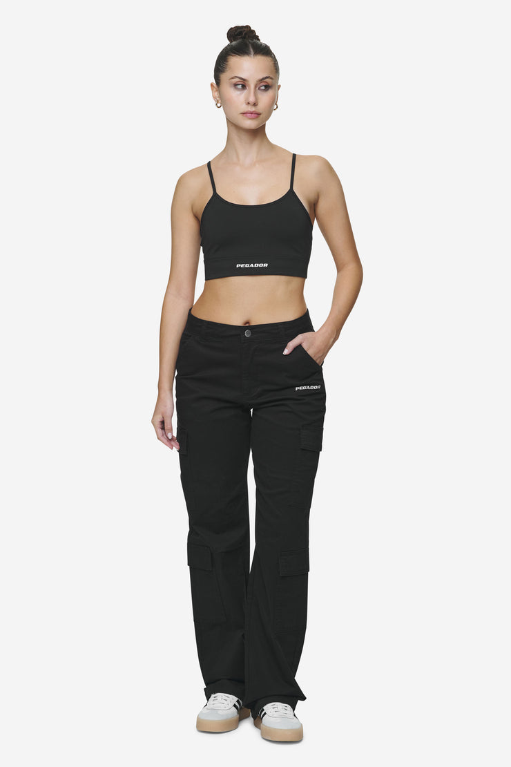 Pegador Lia Wide Cargo Pants Black Begrenzte Freigabe