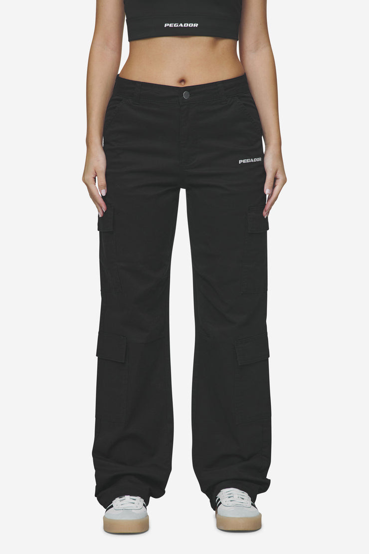 Pegador Lia Wide Cargo Pants Black Begrenzte Freigabe