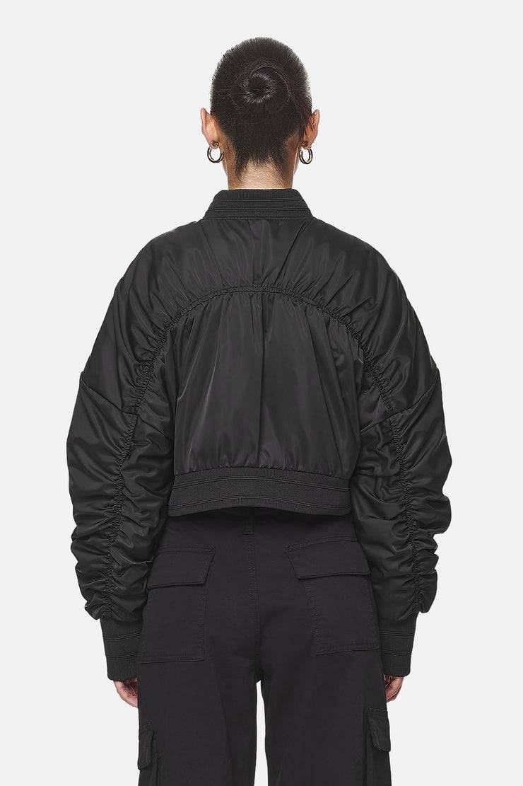 Pegador Laura Cropped Ruffed Oversized Jacket Black Super Rabatt
