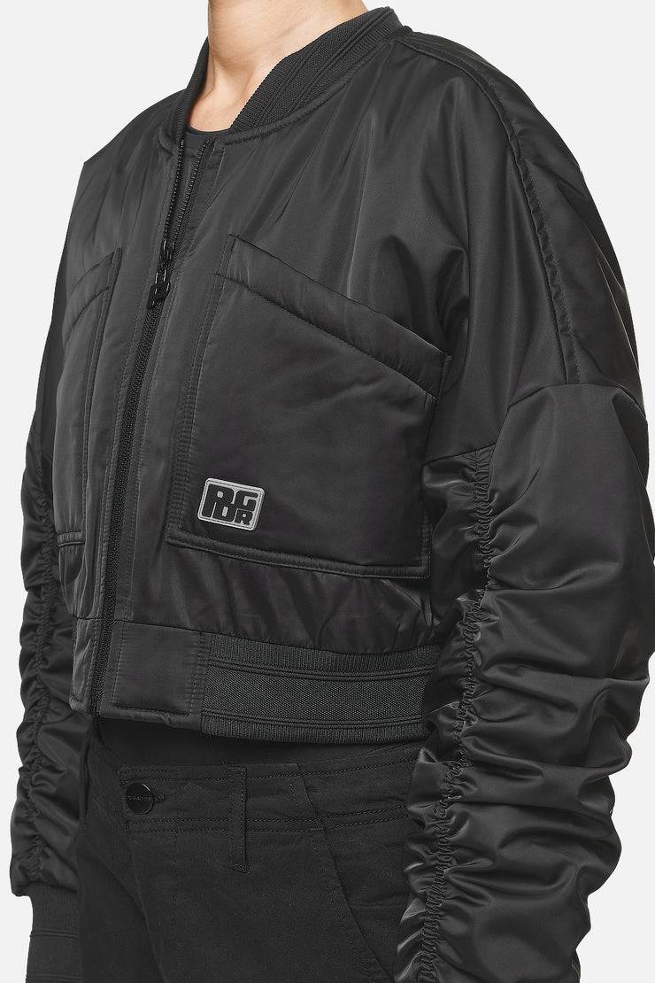 Pegador Laura Cropped Ruffed Oversized Jacket Black Super Rabatt