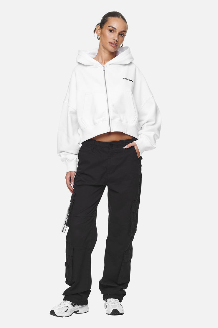 Pegador Marla Cropped Zip Hoodie White Black Gum 50% Rabatt für begrenzte Zeit